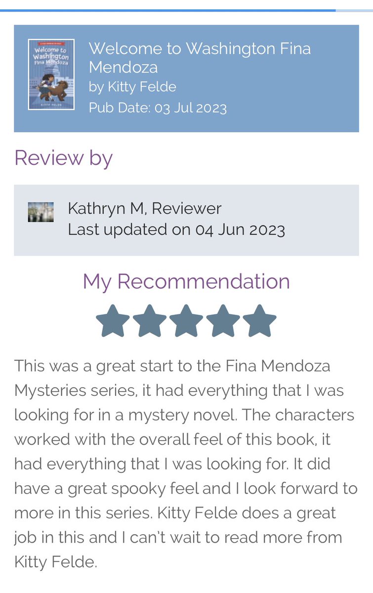 Reviews are coming in for “Welcome to Washington Fina Mendoza!” This one from #NetGalley!