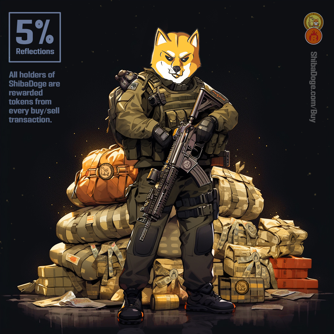 RealShibaDoge's tweet image. Our #tokenomics include a 5% reward called 'reflections' distributed to all #holders on every buy/sell of #ShibaDoge, proportionate to their token holdings.

Missed #Shiba Missed #Doge?
Don't Miss #ShibaDoge!