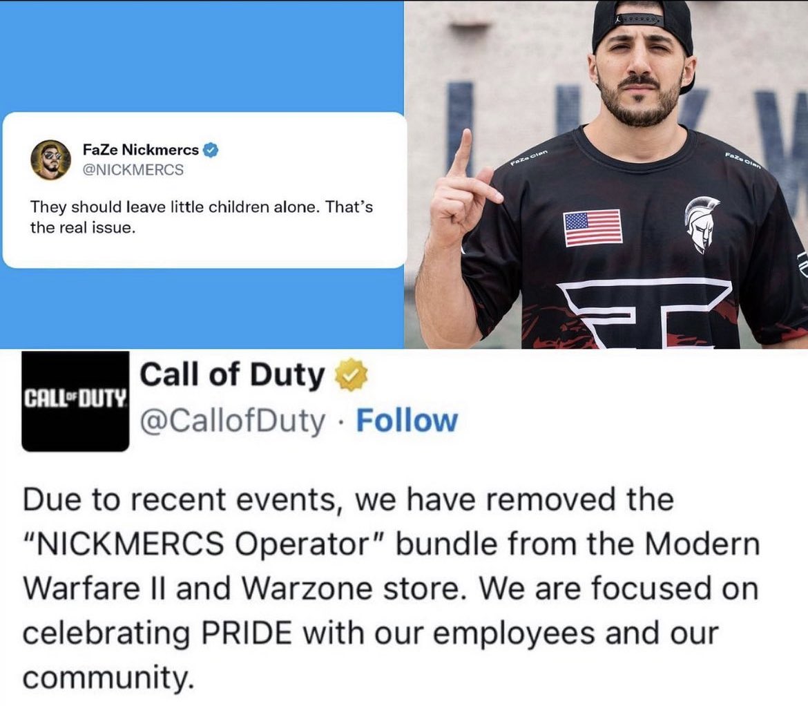 Call of Duty ends their partnership with popular gaming streamer Nickmercs over Nick tweeting “they should leave the little children alone”

Call of Duty about to get Bud Light-ed