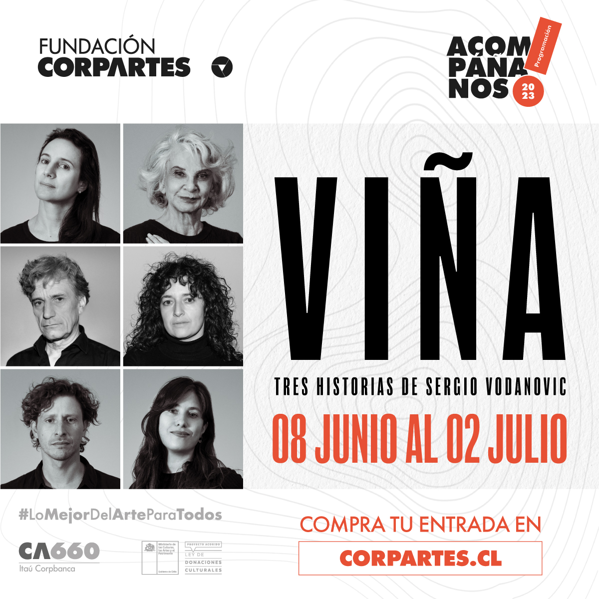 #HOY: FUNCIÓN + CONVERSATORIO❤️🎭
Acompáñanos desde las 20:00H en la segunda función de "Viña: Tres historias de Sergio Vodanovic". 

🎟️Asegura tu entrada en corpartes.cl y recuerda que también tendremos función este sábado y domingo. 

¡No te la pierdas! #Teatro