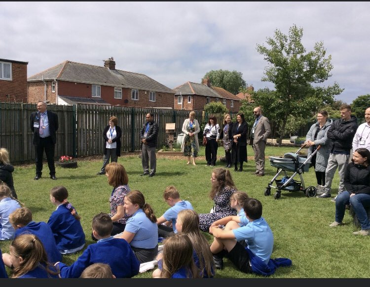 stmatthewsrc's tweet photo. It was lovely to welcome Mr Tapping, @bccet @DrPhilCummins and other guests to St Matthew’s today to officially open our new well-being garden. The children and staff can’t wait to use it. #Wellbeing #outdoors https://t.co/bQdqOs2b7f
