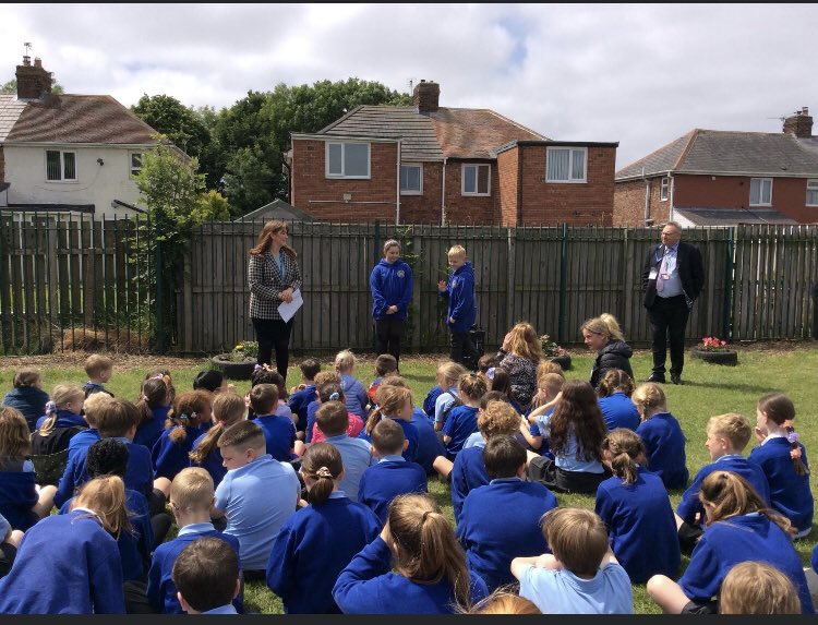 stmatthewsrc's tweet photo. It was lovely to welcome Mr Tapping, @bccet @DrPhilCummins and other guests to St Matthew’s today to officially open our new well-being garden. The children and staff can’t wait to use it. #Wellbeing #outdoors https://t.co/bQdqOs2b7f