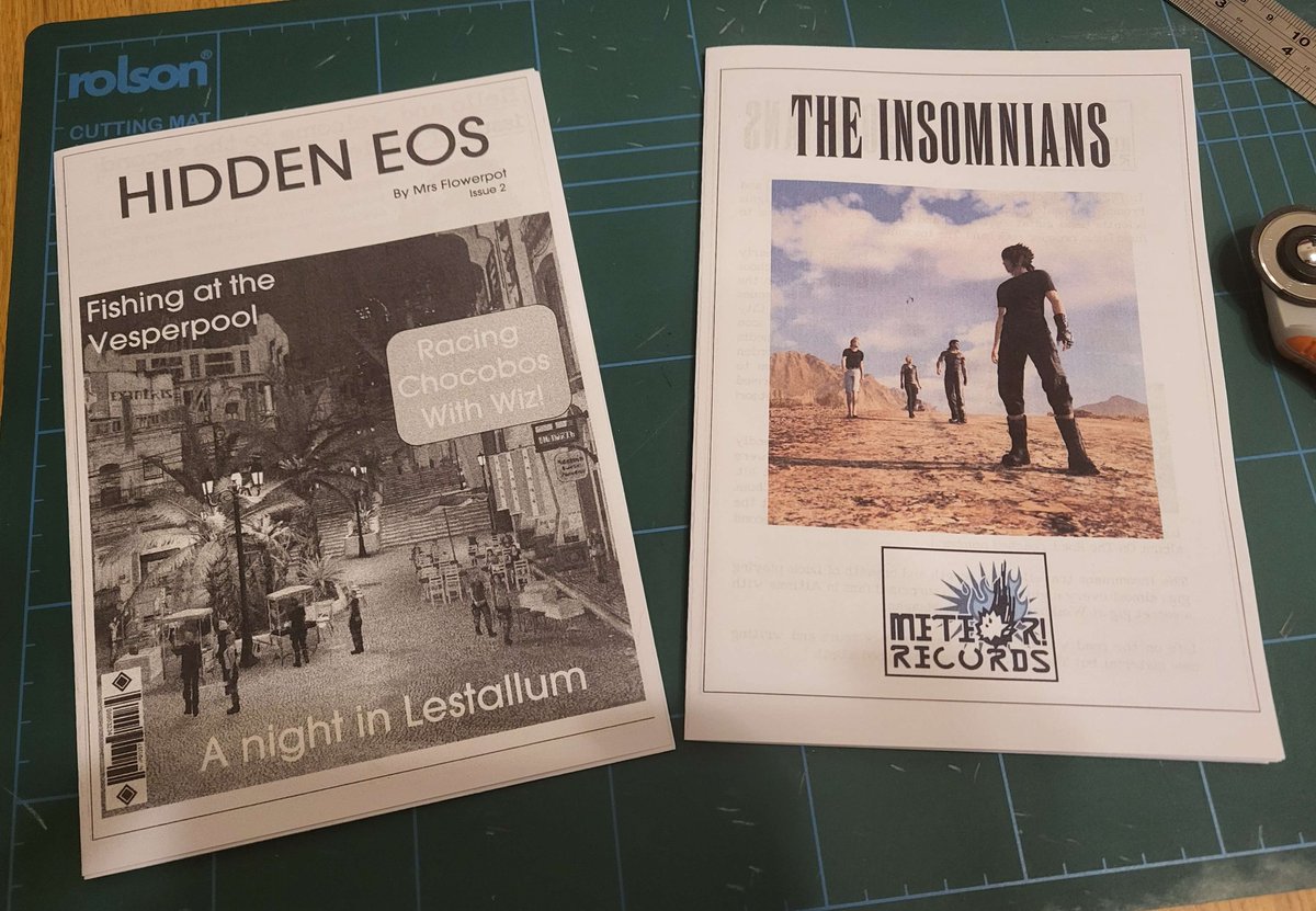 It's #FFXVOldSchoolZineFest time!  Download my zines here and join in the conversation on the FFXV Old School Zine Fest Discord server.

Hidden Eos - Issue 2
drive.google.com/drive/folders/…

The Insomnians
drive.google.com/drive/folders/…

#FFXV #FF15