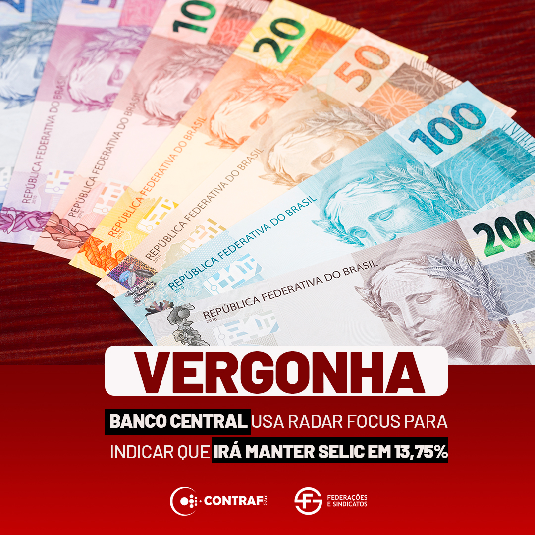 VERGONHA! 😡 O Banco Central, comandado pelo Campos Neto, usa radar Focus para indicar que irá manter Selic em 13,75%. Nossos juros são os mais altos do mundo! #JurosBaixosJá #economia #juros #bancocentral