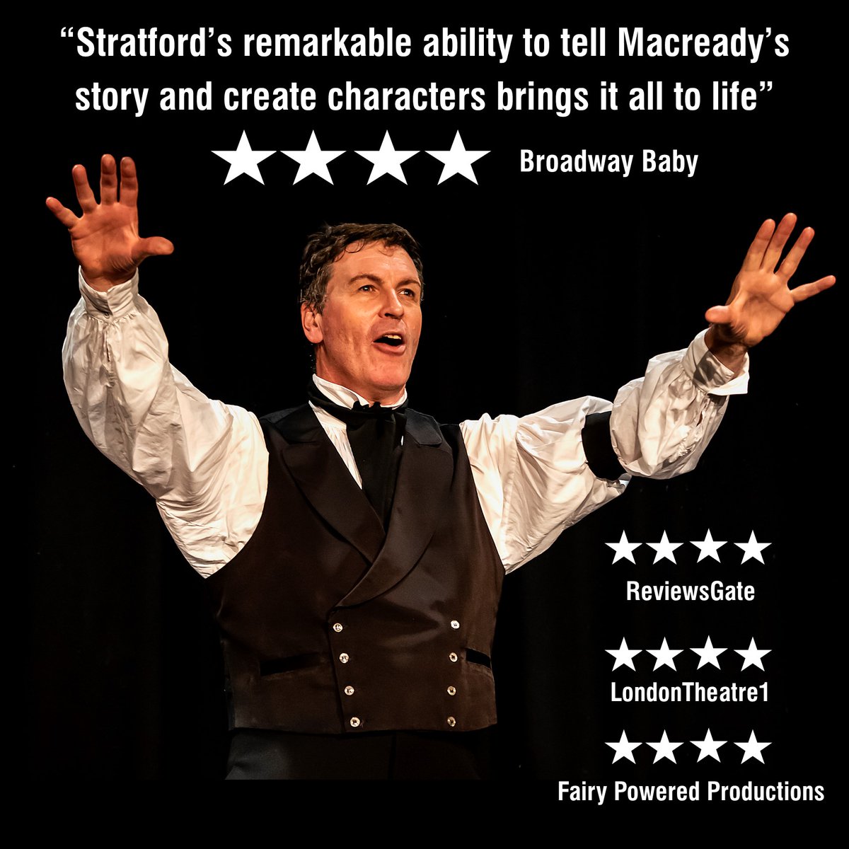 StratfordProds's tweet photo. "Macready! Dickens' Theatrical Friend" is coming to the Macready Theatre!

Reviews are in - 🌟🌟🌟🌟 - you don't want to miss this! 

"What a performance! Mark Stratford truly becomes Macready" (Southwark News)

Weds 28th June - 6pm

Ticket link in bio ☝️☝️☝️ https://t.co/TzCTiL6ydM