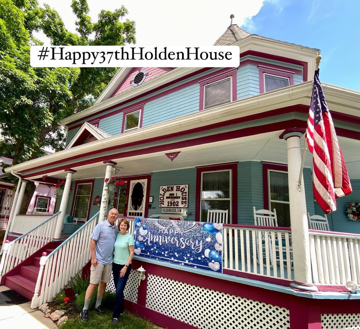 HoldenHouse1902's tweet photo. Staying power! Holden House 1902 Victorian Bed &amp; Breakfast Inn celebrates our 37th Anniversary of being in business today and under the same ownership of Sallie &amp; Welling Clark! We officially opened our doors to B&amp;B guests on June 9, 1986. https://t.co/ihwLgDXWKu