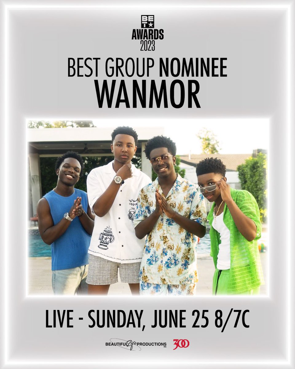 300's tweet image. Congratulations to @WanMorOfficial on their #BETAwards nominations for #BestGroup ! ✨