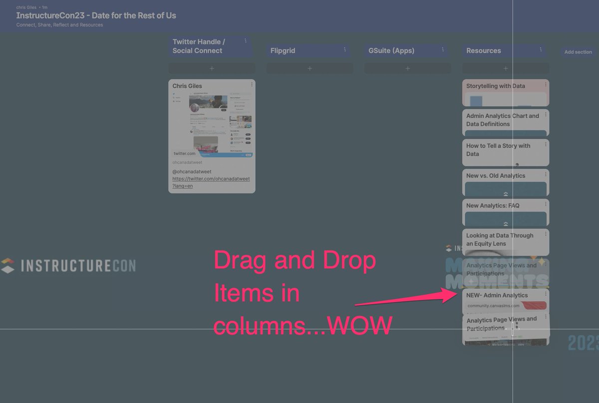 ohcanadatweet's tweet photo. I feel very silly just learning that items can be moved in a @padlet column. LOVE IT!  #InstCon #InstructureCon2023 #padlet https://t.co/g4I2ApJF0f