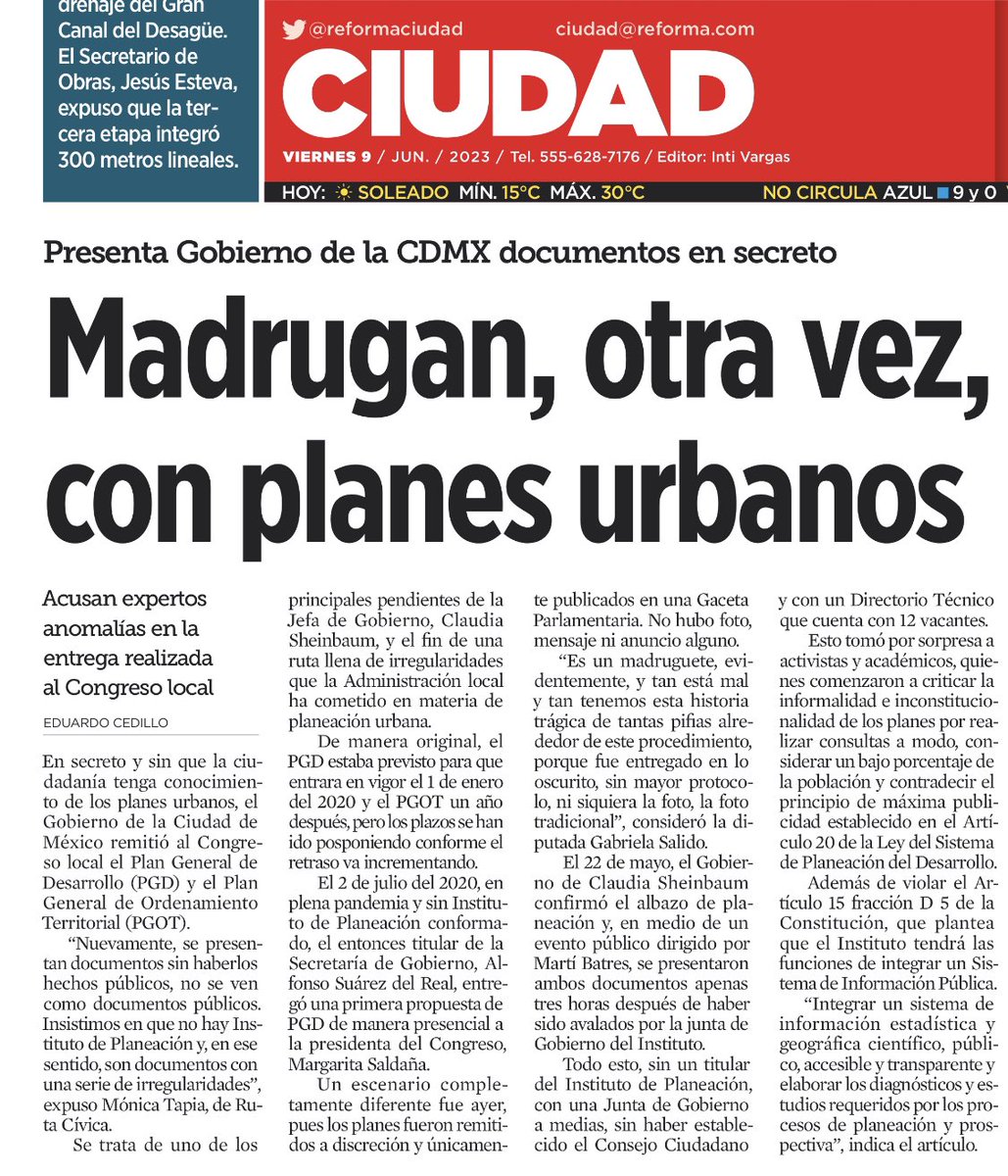 Eddcedillo's tweet image. Sin protocolo de presentación, sin consulta abierta, sin máxima publicidad, sin consejo ciudadano, sin directorio técnico, ¡sin titular del Instituto de Planeación! 

Así mandó el Gobierno de la Ciudad el #PGD y el #PGOT al @Congreso_CdMex