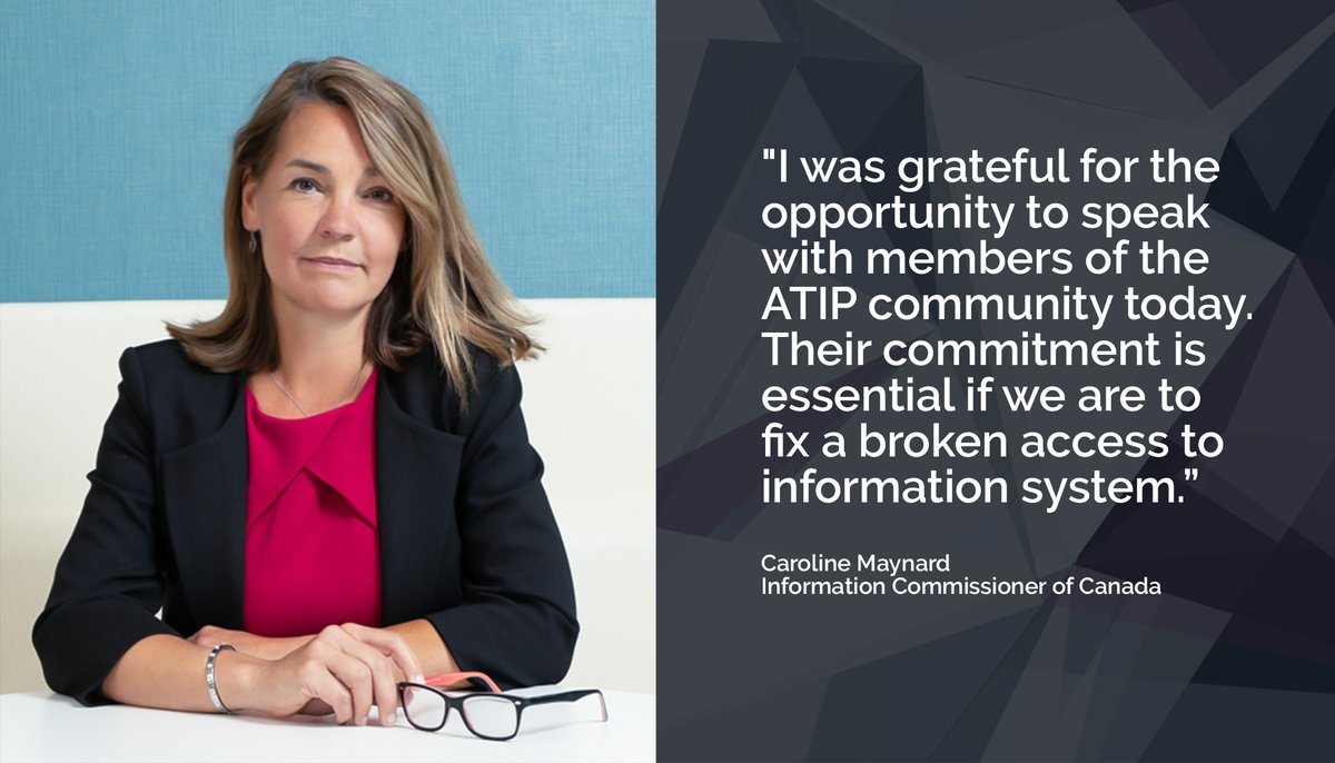 OIC_CI_Canada's tweet photo. The Information Commissioner took part in the Access to Information and Privacy Communities Meeting today. #cdnfoi #canpoli #ATIP https://t.co/MhAcAujxLe