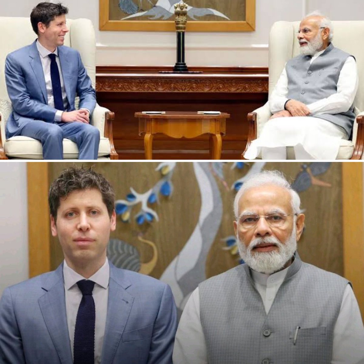 pankjweb's tweet photo. PM Narendra Modi discusses AI future in India with ChatGPT founder Sam Altman
#chatgpt #ai #aiart #midjourney #openai #digitalart #chatbot #nft #aigenerated #narendramodi #bjp #india #modi #amitshah #rahulgandhi #yogiadityanath #congress #hindu #samaltman #altman #chatgptceo https://t.co/mRcmAyVNjD