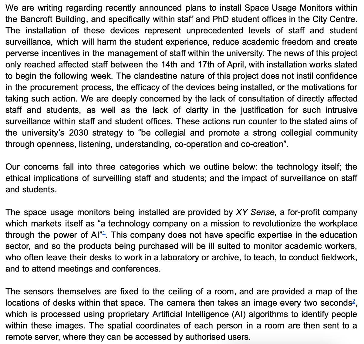 GIStuart's tweet image. We discovered this was happening because we were notified about building work in staff and PhD offices. I wrote this letter, signed by many colleagues to outline some of the issues.

Accessible version with clickable links here: docs.google.com/document/d/1Xi…
