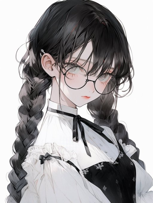 「黒縁眼鏡 三つ編み」のTwitter画像/イラスト(人気順)