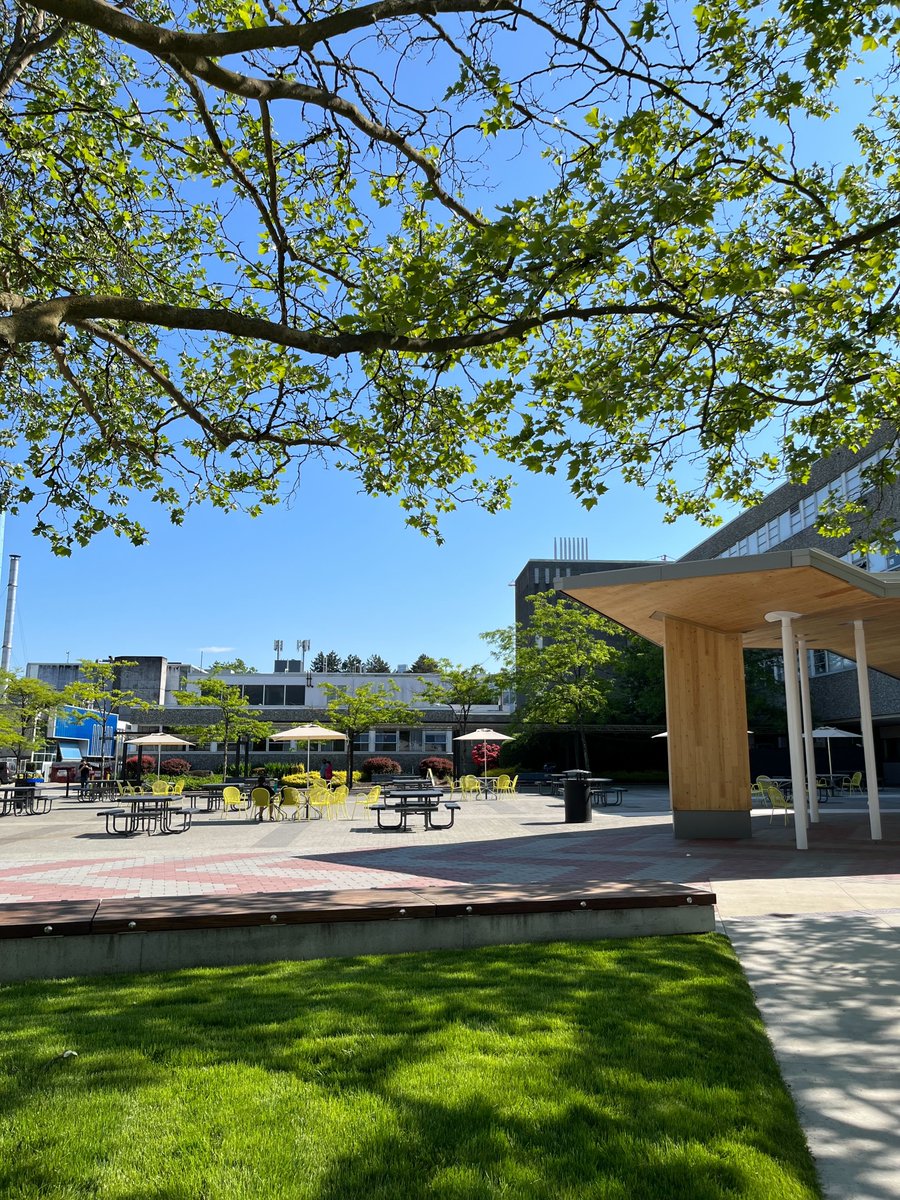 bcit's tweet photo. โ๏ธ๐Trading walls for an open sky - a change of scenery to fuel productivity and creativity. Drop a ๐ if you've been enjoying the new Beedie Plaza. #BCIT #lifeatbcit https://t.co/t58DW94J5z