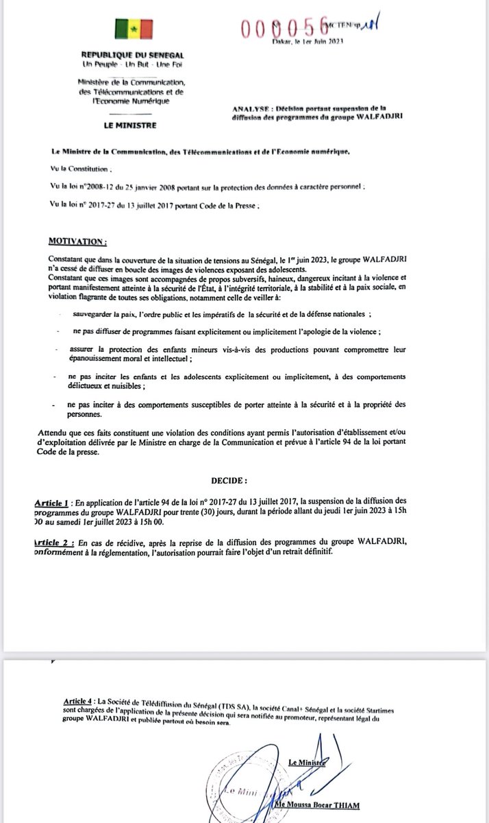 Les mots nous manquent!
Cette administration où les autorités savaient dire non aux décisions iniques nous manquent.
Un pur produit du #Sénégal, qui aurait dû hisser haut le drapeau du pays le piétine allègrement. Et on est dépassé!
Jamais on ne l’aurait cru capable…#FreeSenegal