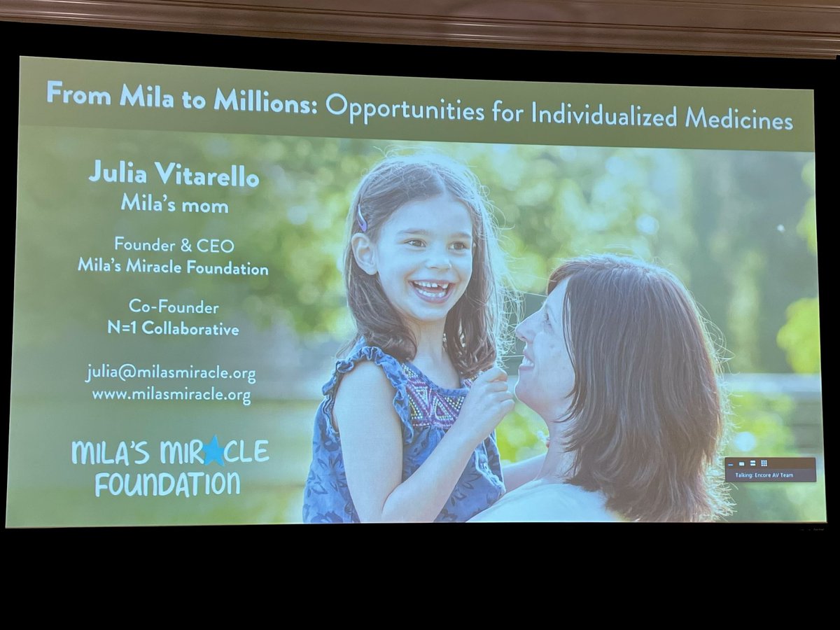 somaticediting's tweet photo. A very special thank you to Julia Vitarello, Founder and CEO of Mila’s Miracle Foundation @stopbatten, for sharing the story of her daughter’s fight with #raredisease at the #SCGE biannual meeting.

#IndividualizedMedicine #DrugDiscovery https://t.co/mlF8RTBP6S