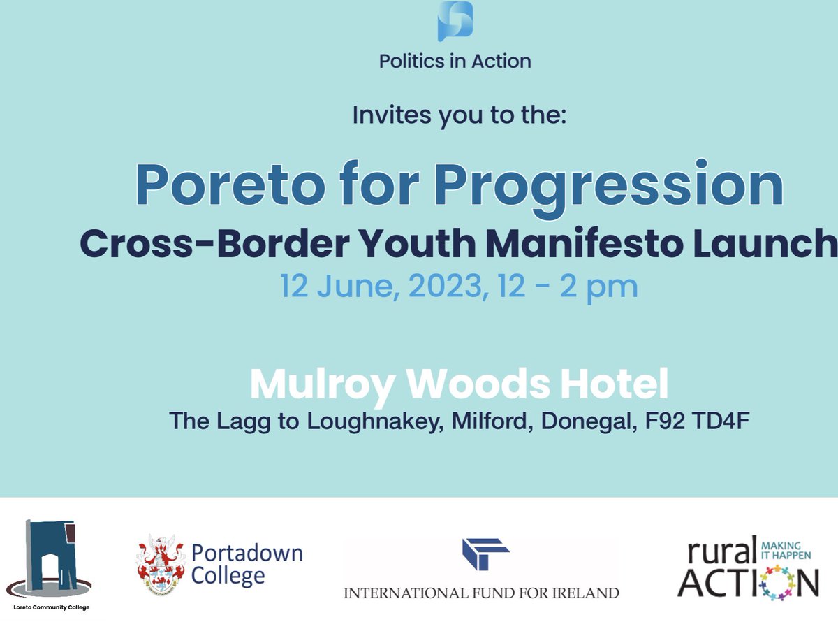Our Politics 5th year students have been privileged to be involved in a cross border project working with Portadown College. The culmination of this work involves presenting their manifesto to parents,political representatives. You are invited to Mulroy Woods on Monday @accsirl