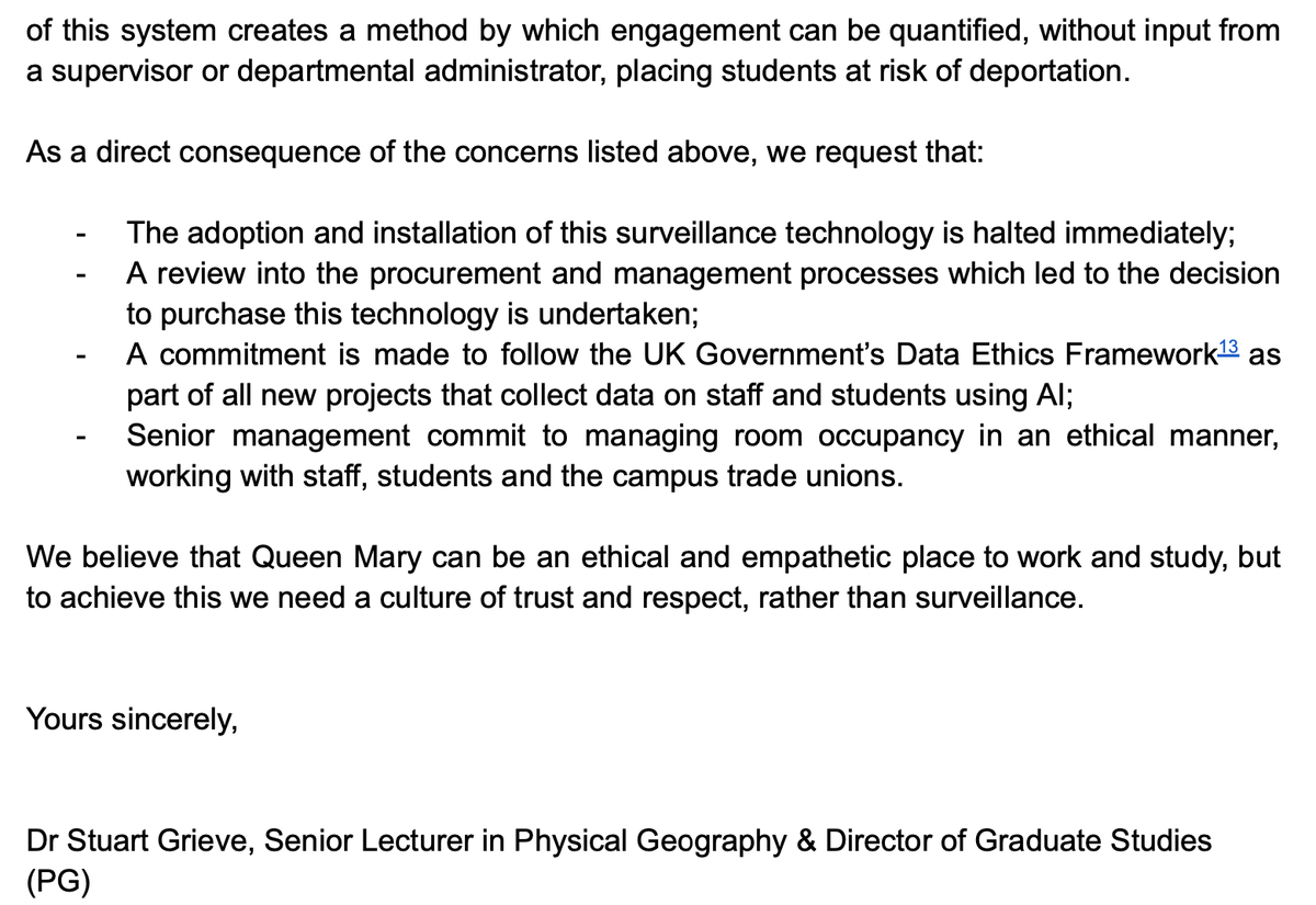 GIStuart's tweet image. We discovered this was happening because we were notified about building work in staff and PhD offices. I wrote this letter, signed by many colleagues to outline some of the issues.

Accessible version with clickable links here: docs.google.com/document/d/1Xi…