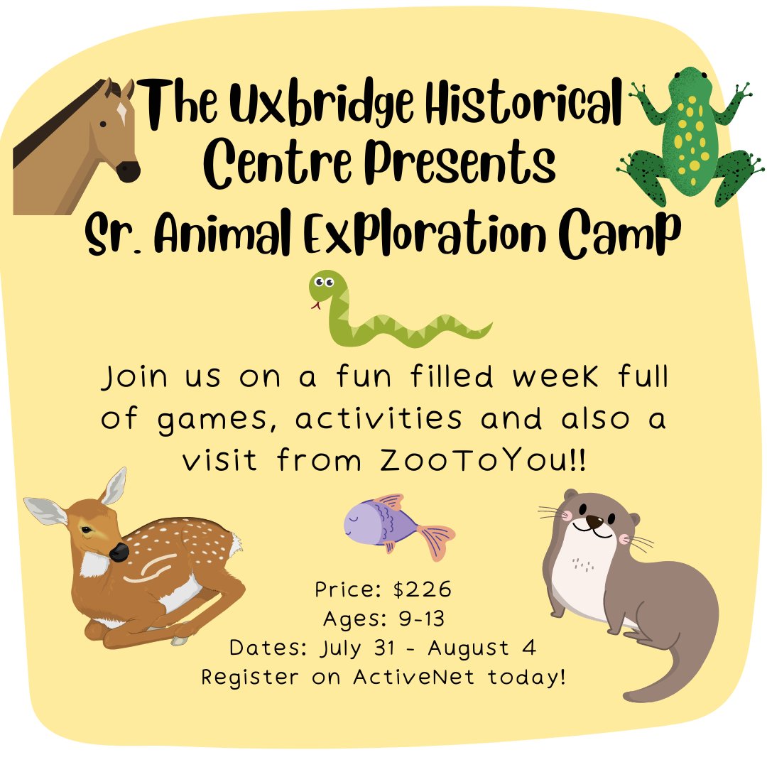 Did you know we offer summer camps?! Our other weeks are completely booked up but this camp still has some spots left! Hurry up and get your spot before its too late --> anc.ca.apm.activecommunities.com/townshipofuxbr…
#summercamps #Uxbridgesummercamp