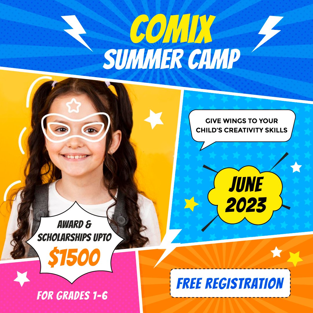 Introducing the Comix Contest - . All you must do is create an original comic strip featuring your favorite characters or your own unique creations. It can be funny, action-packed, or even a little bit spooky -  Register Now for grades 1-6 
bit.ly/45TcY95