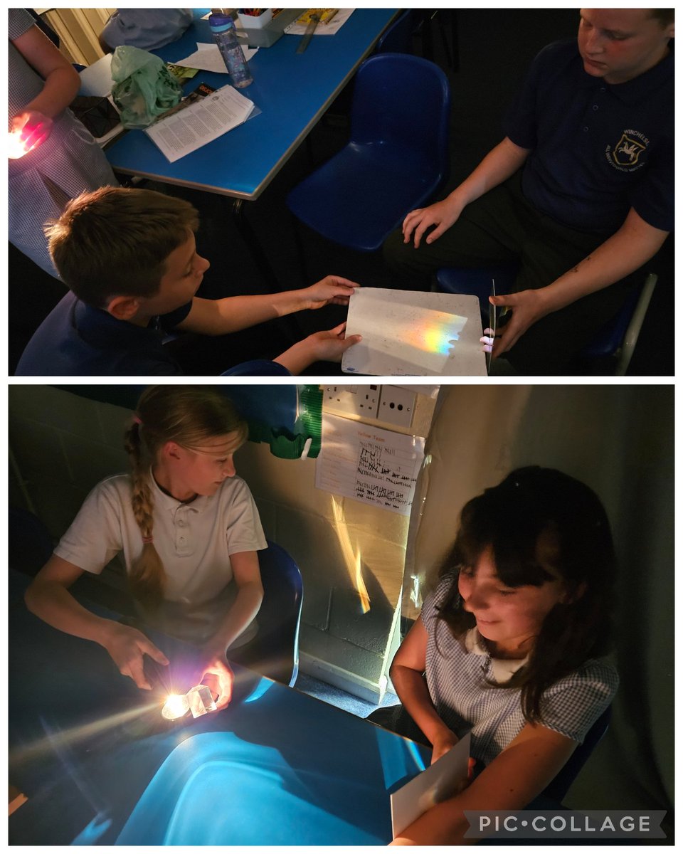 MissSuzieReid's tweet image. On Thursday, year 6 were investigating how using a prism helps to refract white light: splitting it so that we can see all the colours of the visible spectrum! -recreating Issac Newton's discovery! #practicalscience
@WinchelseaMrsH @Winchelsea1