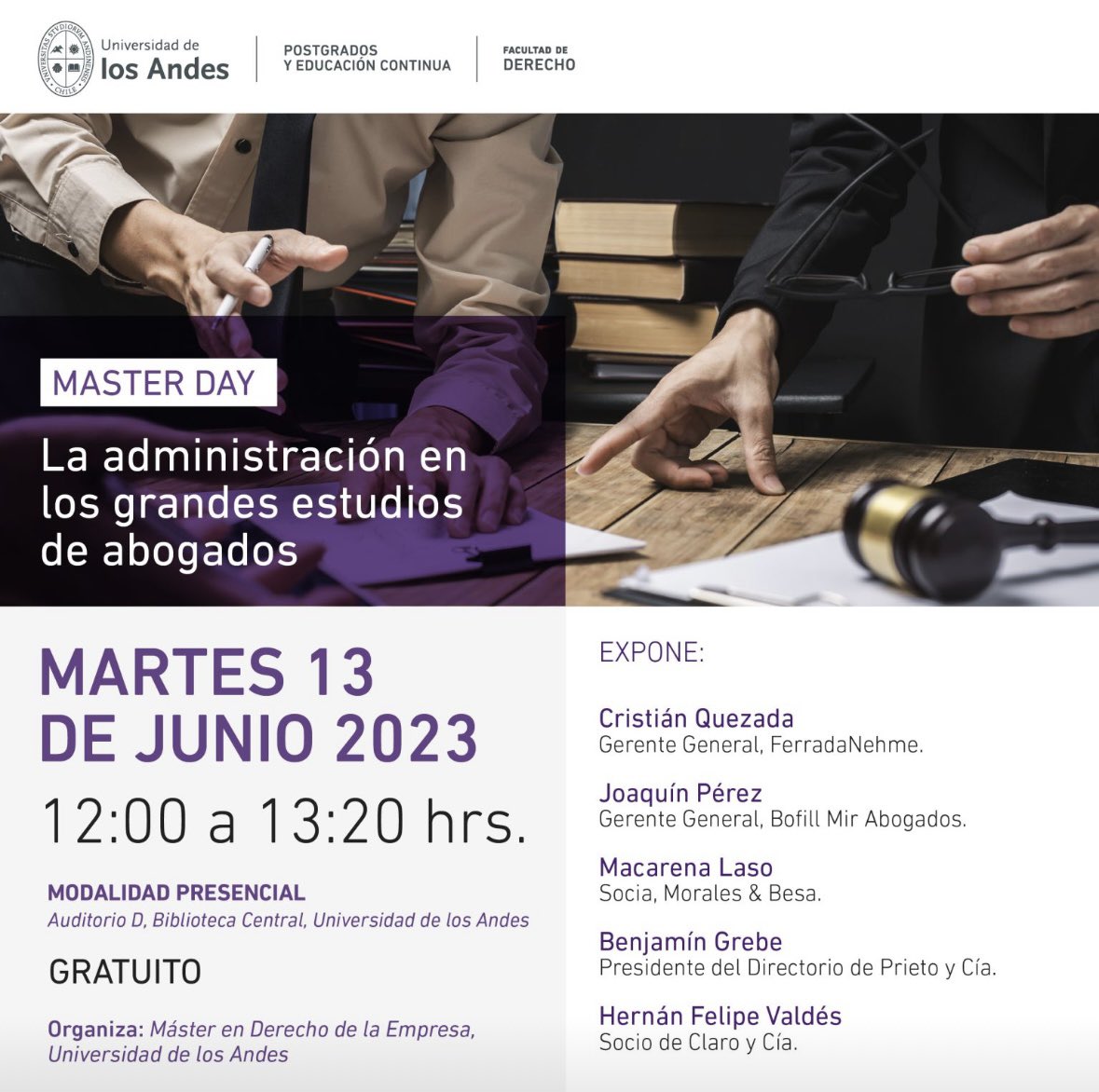 ferradanehme's tweet photo. Nuestro Gerente General, Cristián Quezada, participará en el conversatorio "La Administración en los Grandes Estudios de Abogados", organizado por @derechouandes, junto a otros profesionales relacionados con la gestión en sus estudios. Inscripción >> https://t.co/GoF3aAi6tk https://t.co/QfIfXCDJLJ