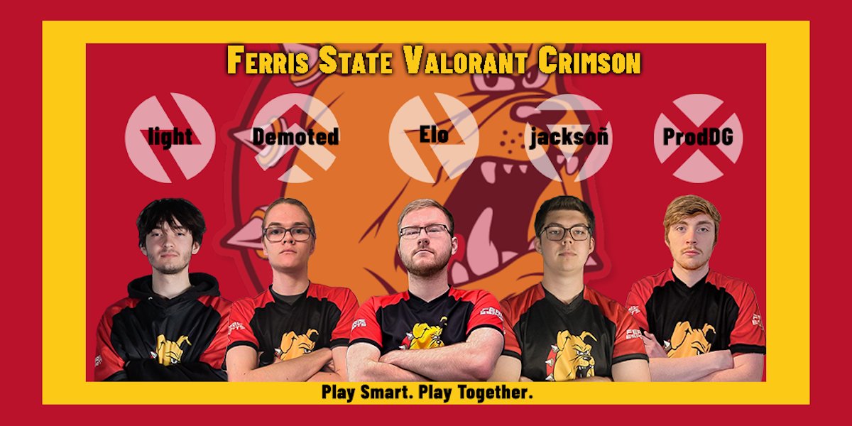 The <a href="/FerrisEsports/">Ferris Esports</a> team will compete in the 2022-23 NECC D2 VALORANT Tournament this Sunday, June 11. The Bulldogs face California State University, Sacramento in the quarterfinals.

Watch the livestream at 7:15 p.m. (pregame) 8 p.m. (match) on twitch.tv/FerrisEsports.