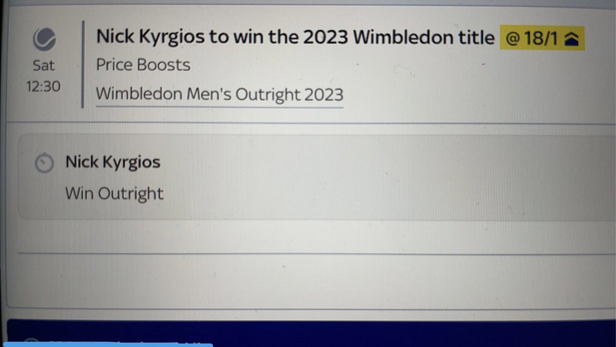 Just put a bet on Kyrgios to win Wimbledon next month🙌🏻🤞🏻