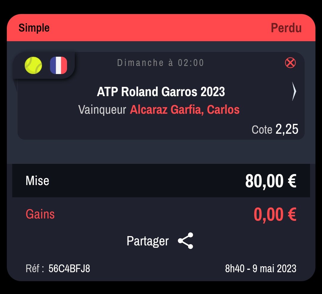 Hesiode76's tweet photo. 2 paris long terme RG, 2 perdus sur blessure... Freebet @WinamaxSport ? https://t.co/2sdZ2495V9
