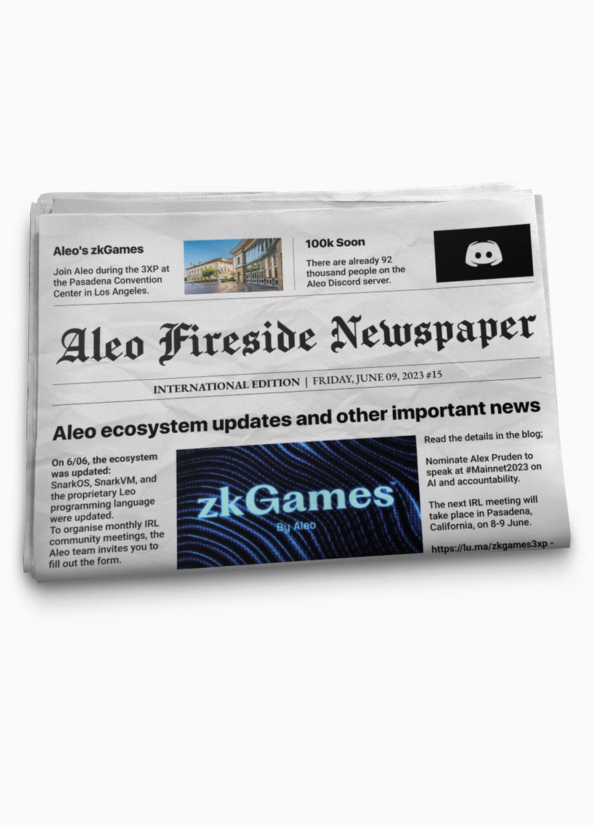 NewsFireSideGG's tweet photo. 📢 Exciting news! 
The latest issue of Aleo Fireside Chat International is already here! Get ready for the most up-to-date updates, frequently asked questions, first-class interviews and much more!🗞️
https://t.co/0JDaB3qpVj🖊️
#AleoFireSideInternational🌎
@AleoHQ💙 https://t.co/MBJ4Mh9PQ8