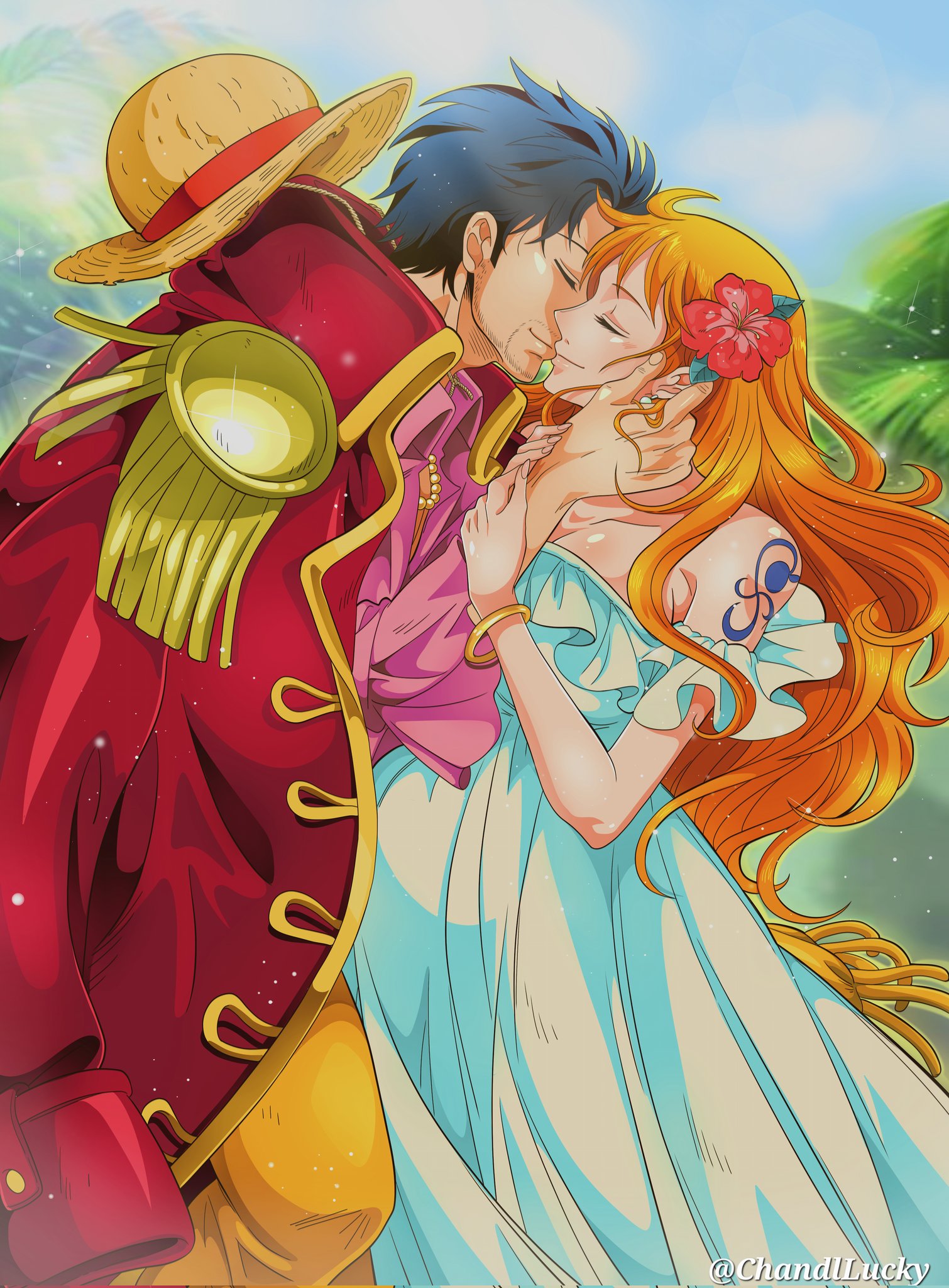 One piece luffy and nami kiss