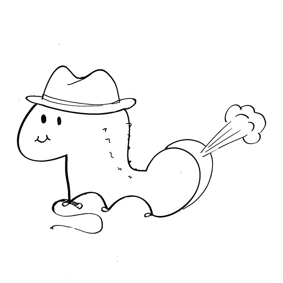VectorParallax's tweet photo. A farting caterpillar, dressed as Indiana Jones.
This is art.
#whiteboardart #indianajones #doodle #art #fineart #randomshapechallenge https://t.co/CRcAQ1r1rD