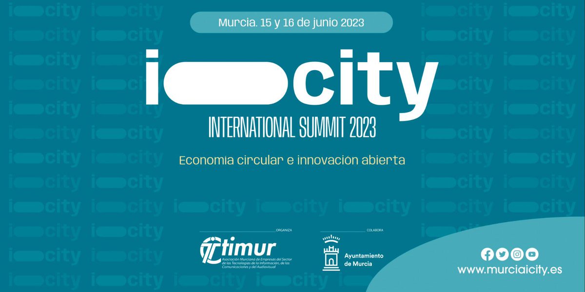 ICITY promete ser el evento más importante en Murcia sobre Economía Circular, Tecnología e Innovación Abierta. Las entradas se están agotando.  ¿Te lo piensas perder? connect.boomevents.org/es/event/murci…
Consulta a nuestra asistente virtual sobre el programa. murciaicity.com