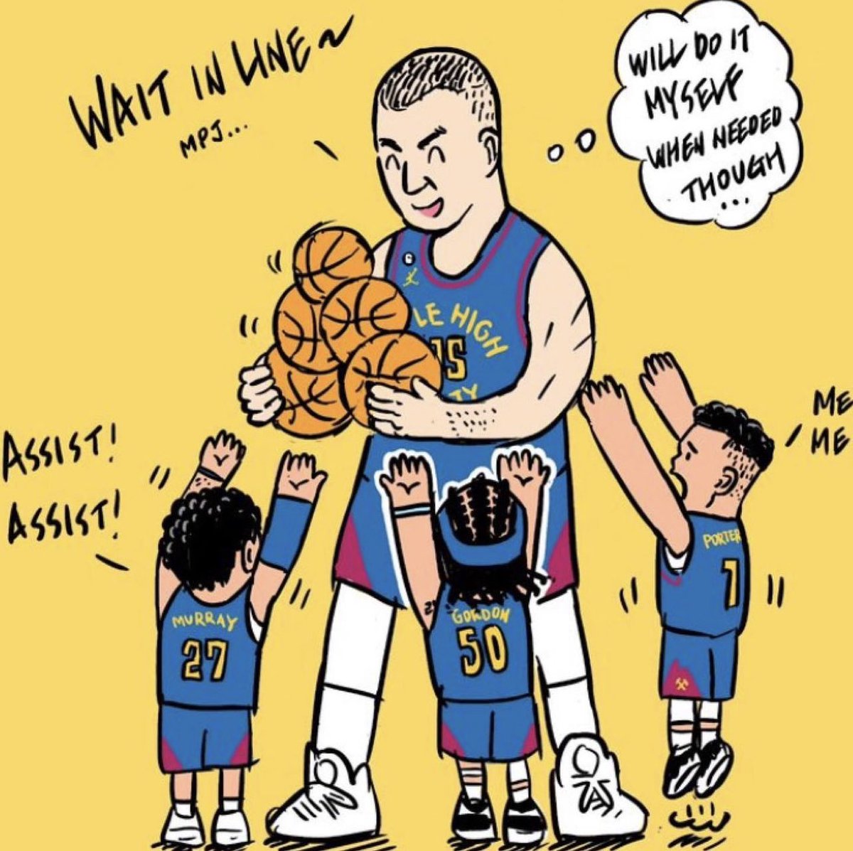 COSportsNut's tweet photo. ☠️☠️☠️
#FeedMe #AssistMachine #WaitInLineMPJ 😂😂😂
#MileHighBasketball https://t.co/02zv7srVXk