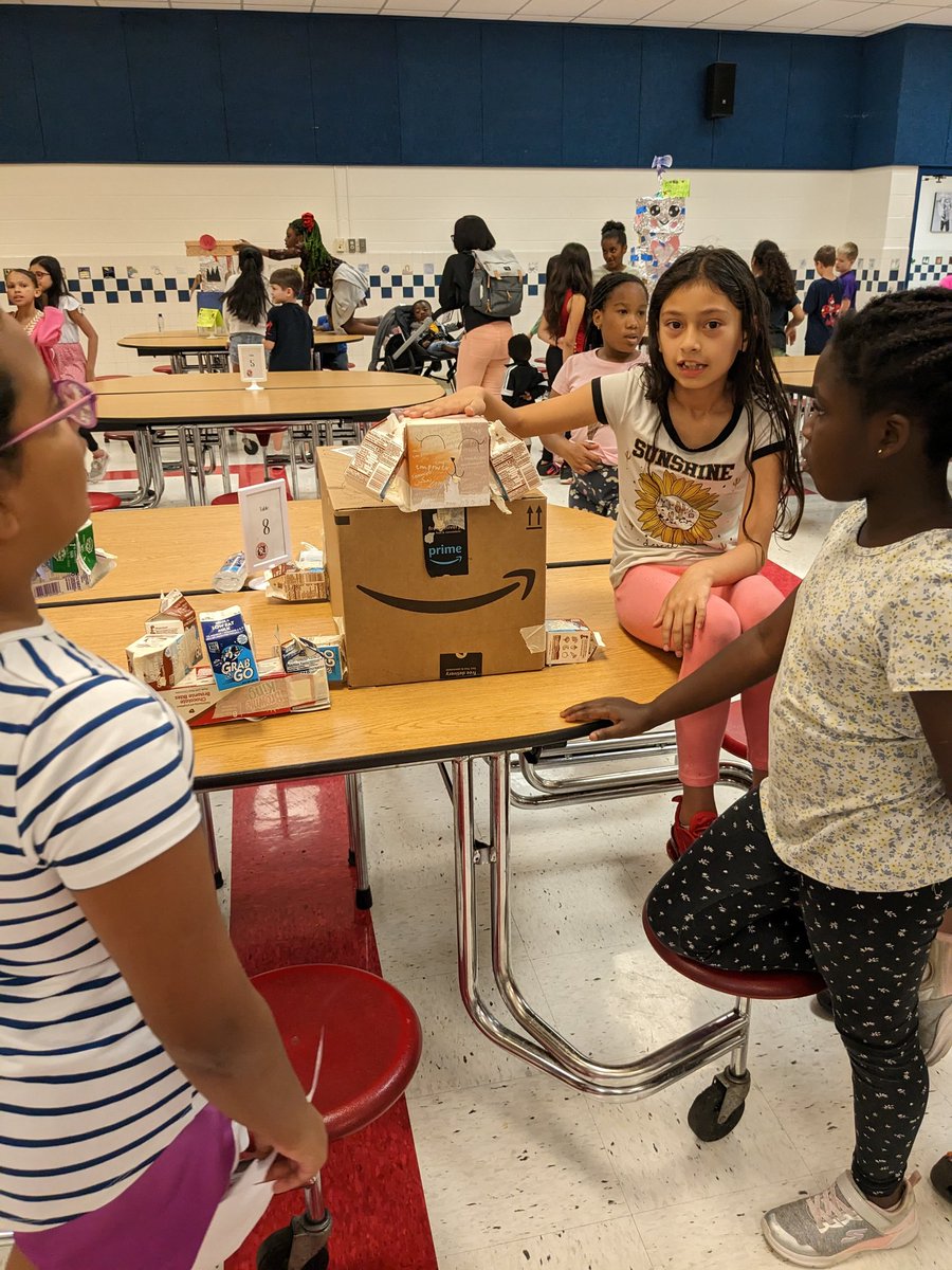 2nd grade worked hard on making recycled robots as a culminating activity for their geometry unit and they were so excited to show them off today!