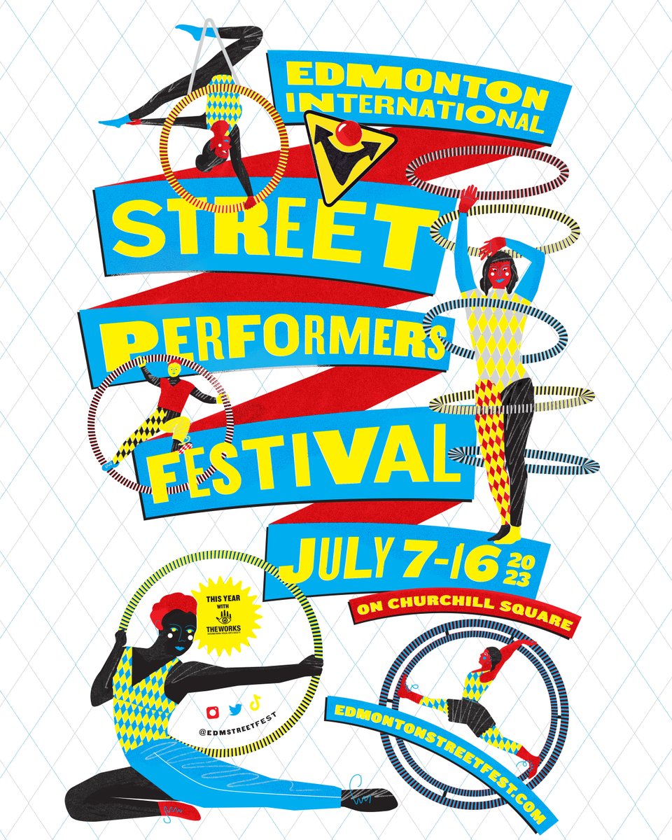 We are delighted to present the amazing design by Vikki Wiercinski for this year's Edmonton International Street Performers Festival!!
There is only one month left until the fun and amazement begins!
Mark your calendars, July 7th-16th at Churchill Square!!
See you there! 📷