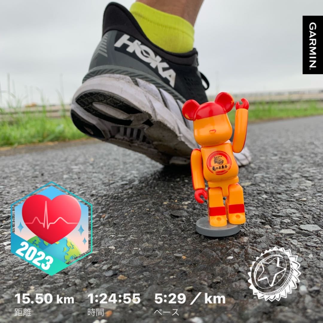 #beatyesterday #garmin #running #hokaoneone #clifton7 #bearbrick #ベアブリック #minifigures #亀の子束子 #朝ラン#timetofly #ホカラン