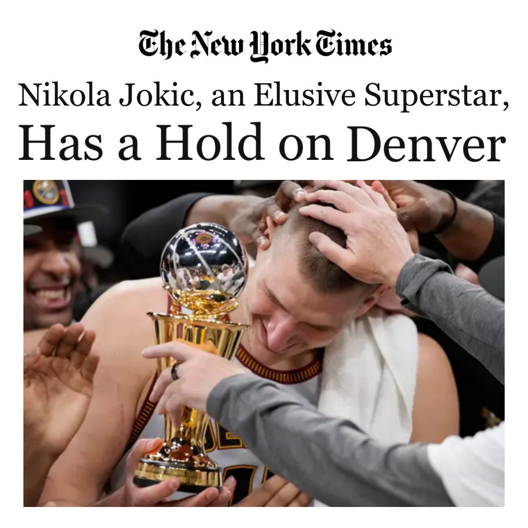 Nikola Jokic is a rarity in the modern sports age, and the people in Colorado admire him for not being an off-court distraction. nyti.ms/3qEt6v2 #DenverNuggets #NikolaJokic