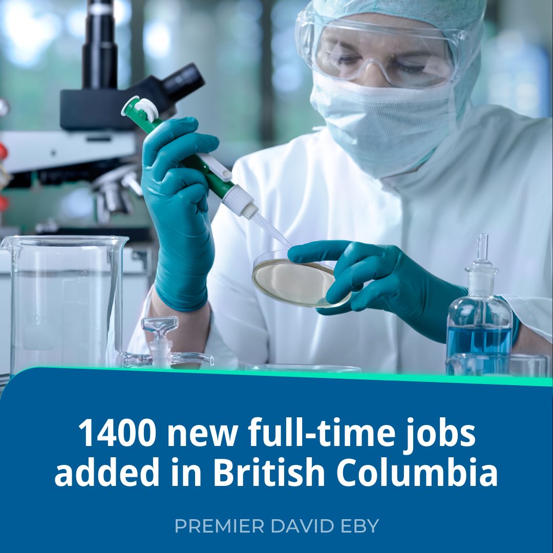 According to Statistics Canada’s Labour Force Survey, BC's economy continues its stable growth with 1400 new jobs in May. We’re continuing to create new economic opportunities that support new, sustainable, family-supporting jobs for British Columbians. news.gov.bc.ca/28969