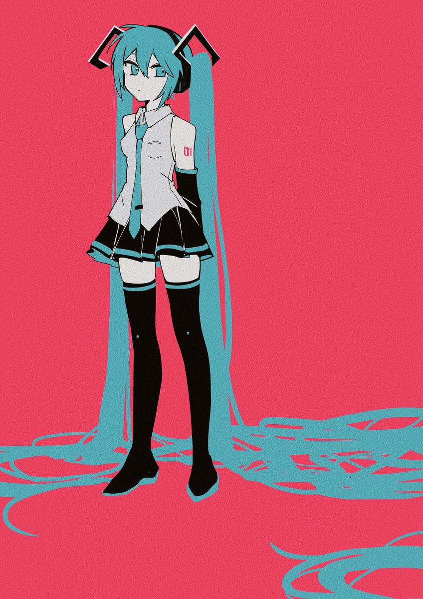 hatsune miku 1girl solo long hair twintails necktie very long hair skirt  illustration images