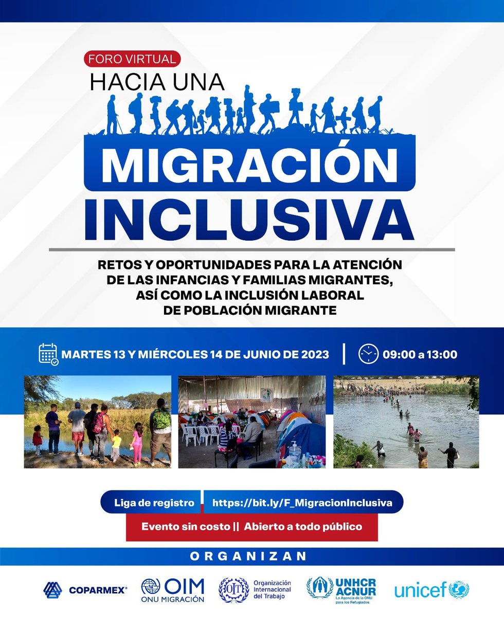 Los derechos de niños, niñas y adolescentes viajan con ellos. Te invitamos este 13 y 14 de junio al Foro sobre Migración Inclusiva en el que platicaremos sobre la protección de las familias migrantes <a href="/Coparmex/">Coparmex Nacional</a> <a href="/OIM_Mexico/">OIM México</a> <a href="/AcnurMexico/">ACNUR México</a>