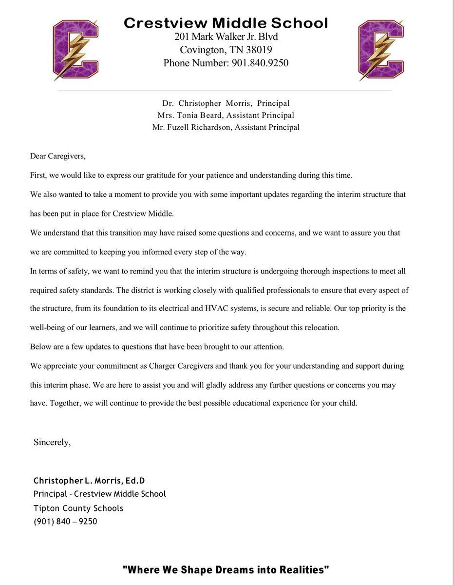 CMSCovTn's tweet photo. Charger Family please take a moment to read regarding updates for the upcoming school year. Please note that we will provide continuous updates as they become available.
#CMSStrong
#chargerstrong
#weareallinthistogether https://t.co/59PbrJSrIf