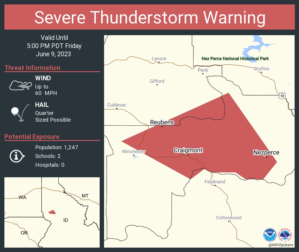 KHQ Local News on Twitter "RT NWSSpokane Severe Thunderstorm Warning