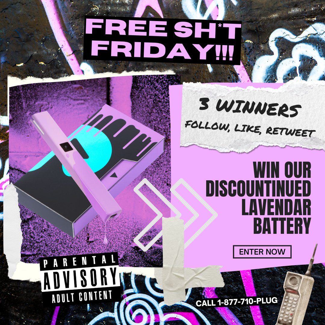 plugplayallday's tweet photo. 🟣FREE SH*T FRIDAY🟣

We're giving 3 followers a chance to win our DISCONTINUED LAVENDER BATTERY! (1 set each)

To Enter:
1) Must be following @plugplayallday
2) RT+Like this post

📢US participants only
🚫NO CANNABIS INCLUDED
🏆Winners announced JUNE 14th https://t.co/JzaphZkTlC