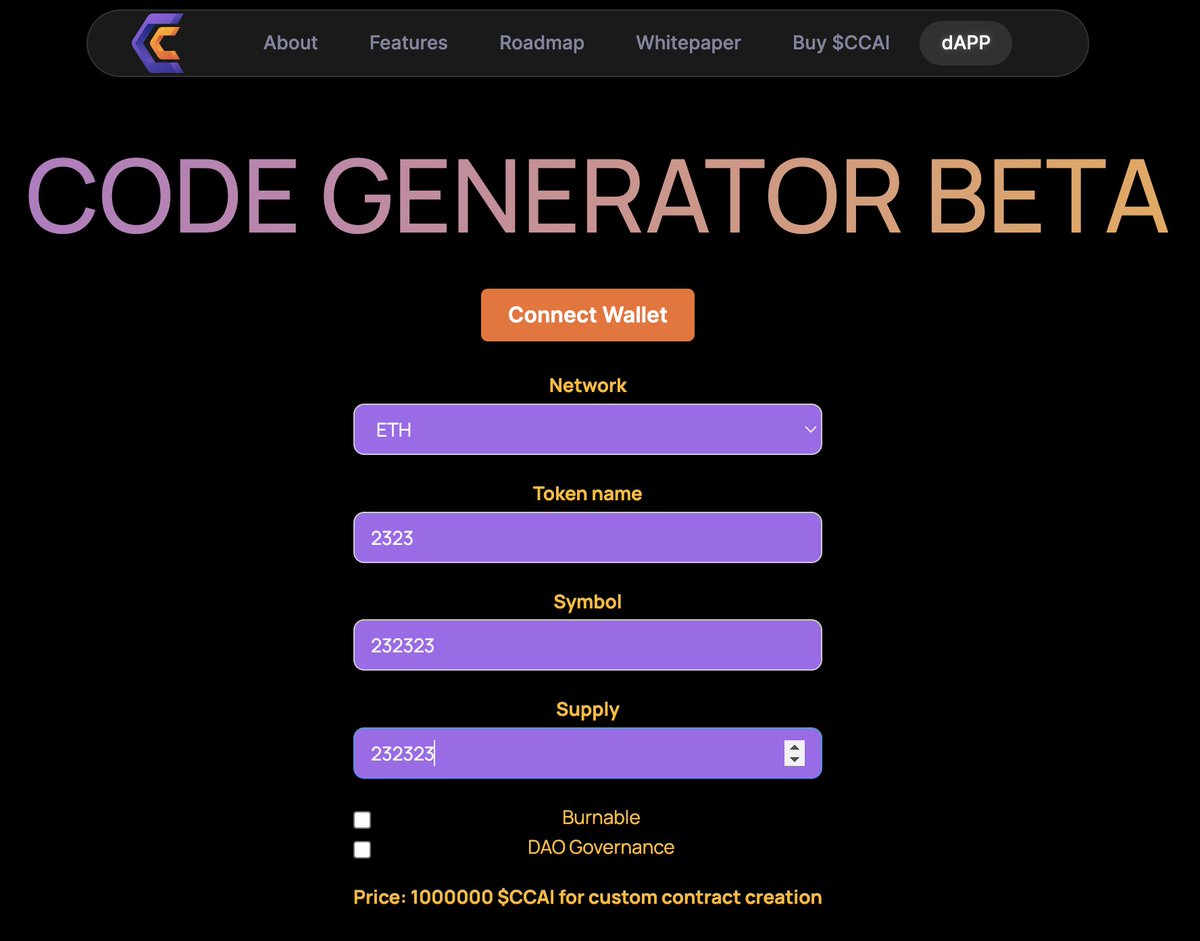 codecraft_ai's tweet image. Generate your first smart contract FOR FREE NOW!
Beta is LIVE!
codecraftai.app