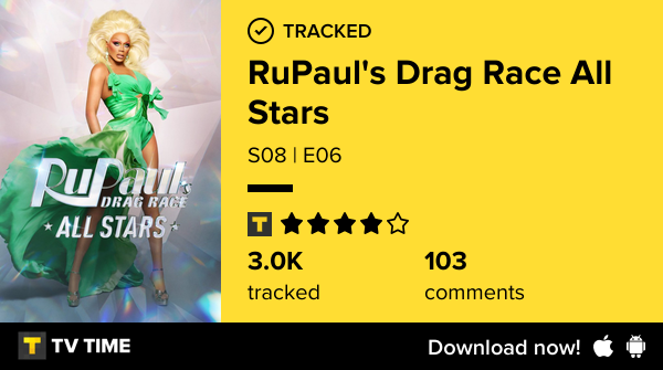 I've just watched episode S08 | E06 of RuPaul's Drag Race All Stars! #rupaulsdragraceallstars  tvtime.com/r/2QyXK #tvtime