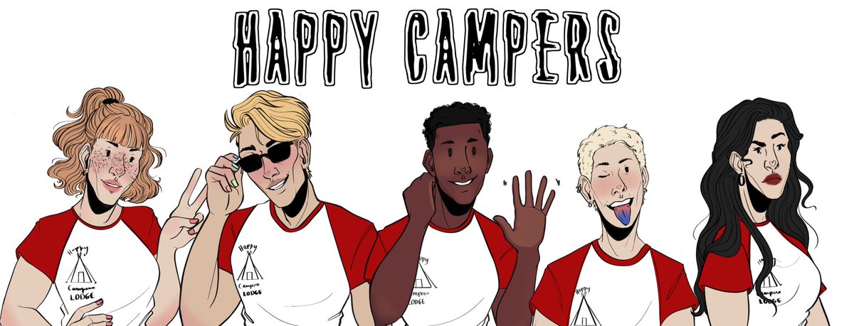 PeperoDraws's tweet photo. Sometimes you and a friend just need to come up with an 80’s slasher script concept. And sometimes you need to come up with some camp counsellors and drawn them 😌 https://t.co/EbNMoMyRni