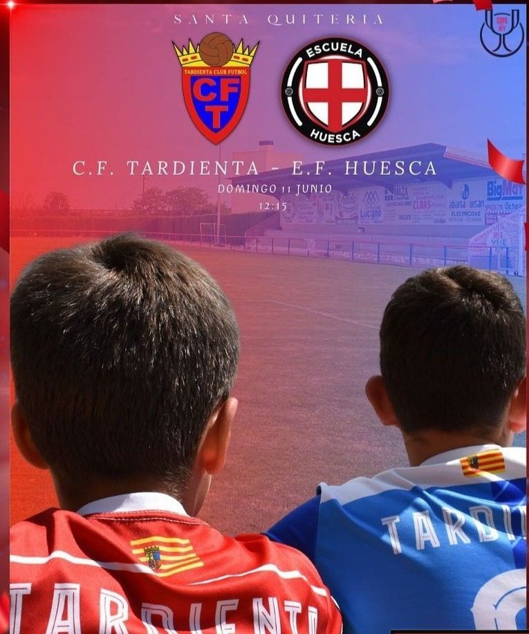 🏆 Final Previa Copa del Rey ida
<a href="/TardientaCF/">C.F. Tardienta</a> <a href="/EF_Huesca/">Escuela de Fútbol Huesca</a>
⌚D/12:15
🏟️Santa Quiteria
📱 <a href="/LaGradaInfo/">𝙇𝙖 𝙂𝙧𝙖𝙙𝙖 𝙄𝙣𝙛𝙤</a>

✔️ Ida del acceso para jugar la fase nacional y recibir la próxima edición de Copa un primera, entre dos rivales que ya se conocen de liga regular.

#LaVozdelFutbolAragones