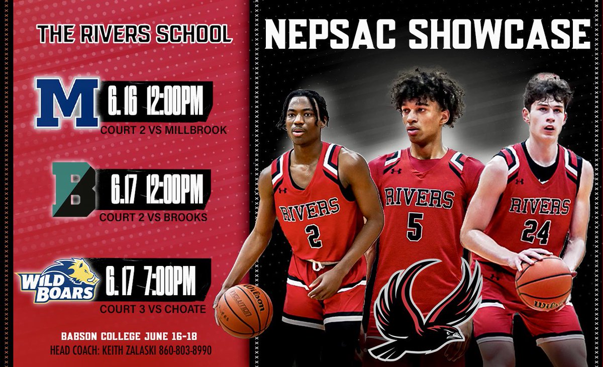 Check out Boys' Basketball's Schedule for next weeks <a href="/NEPSAC/">NEPSAC ®</a> Showcase at Babson College
<a href="/JayxJones5/">Jay Jones</a> <a href="/duwapmir/">Amir Lindsey</a> <a href="/Ryan3Altman/">Ryan Altman</a> <a href="/AndrewAlekseye/">Andrew Alekseyenko</a>