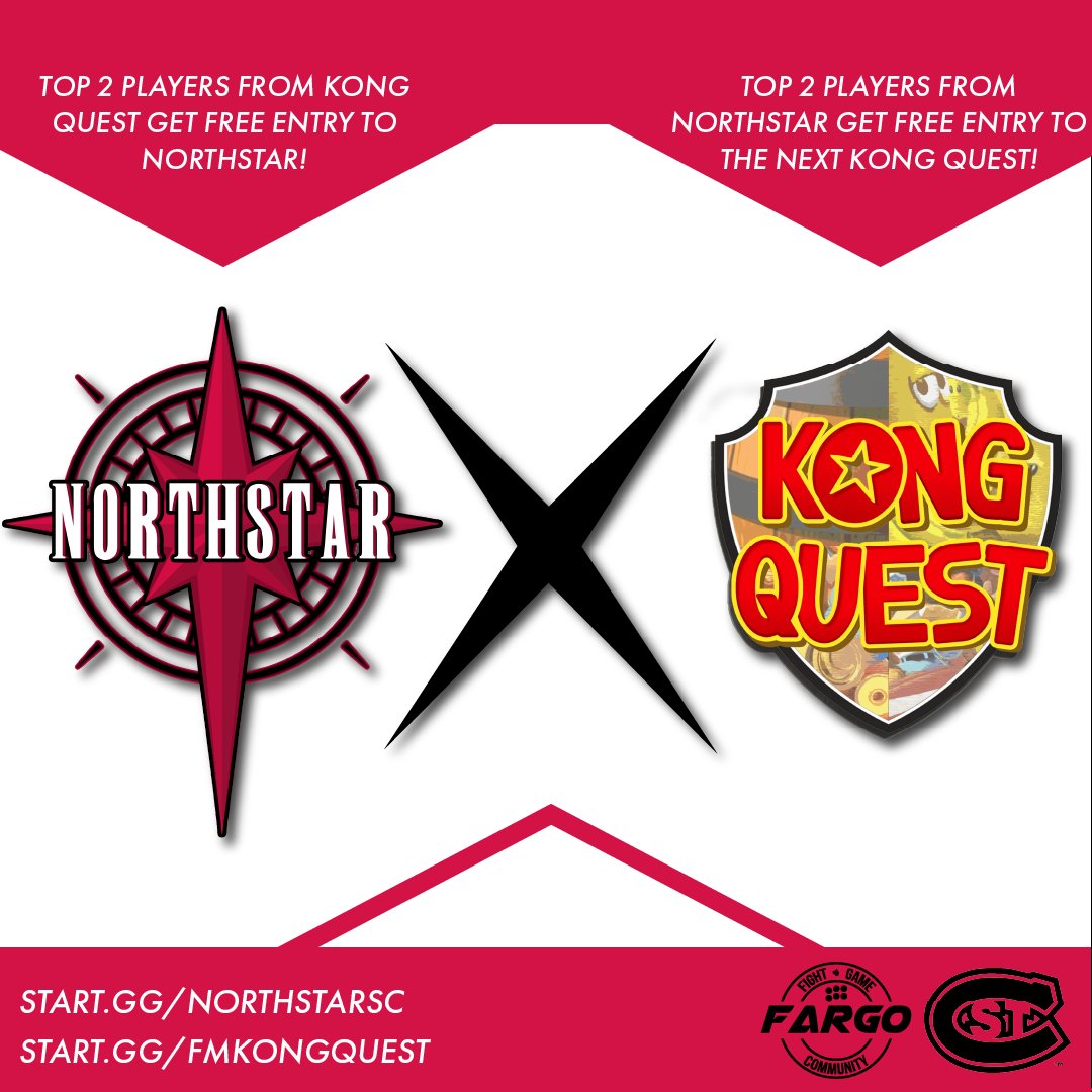 Also a reminder, tomorrow is Kong Quest #25:Barrels of Fun! Our friends <a href="/SCSUesports/">St. Cloud State Esports</a> are offering free entry to the top 2 of Smash Singles and SF6 to their event, Northstar. Northstar will also return the favor for KQ26!